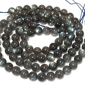 Madagascar Labradorite 8mm round rare flashy natural gemstone beads 15.5" strand - Oz Beads 
