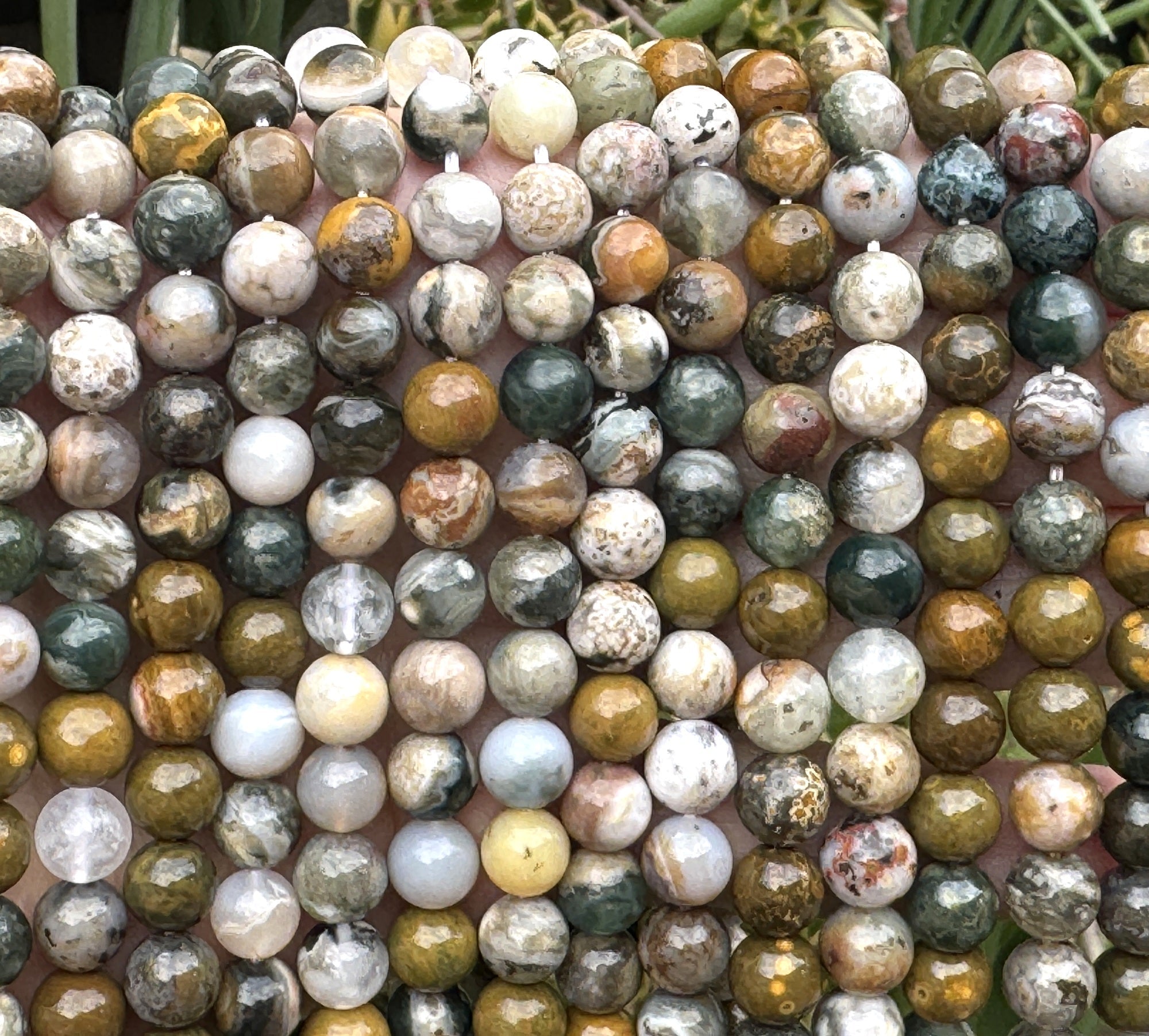 Madagascar Ocean Jasper 8mm round natural gemstone beads 15.5" strand - Oz Beads 