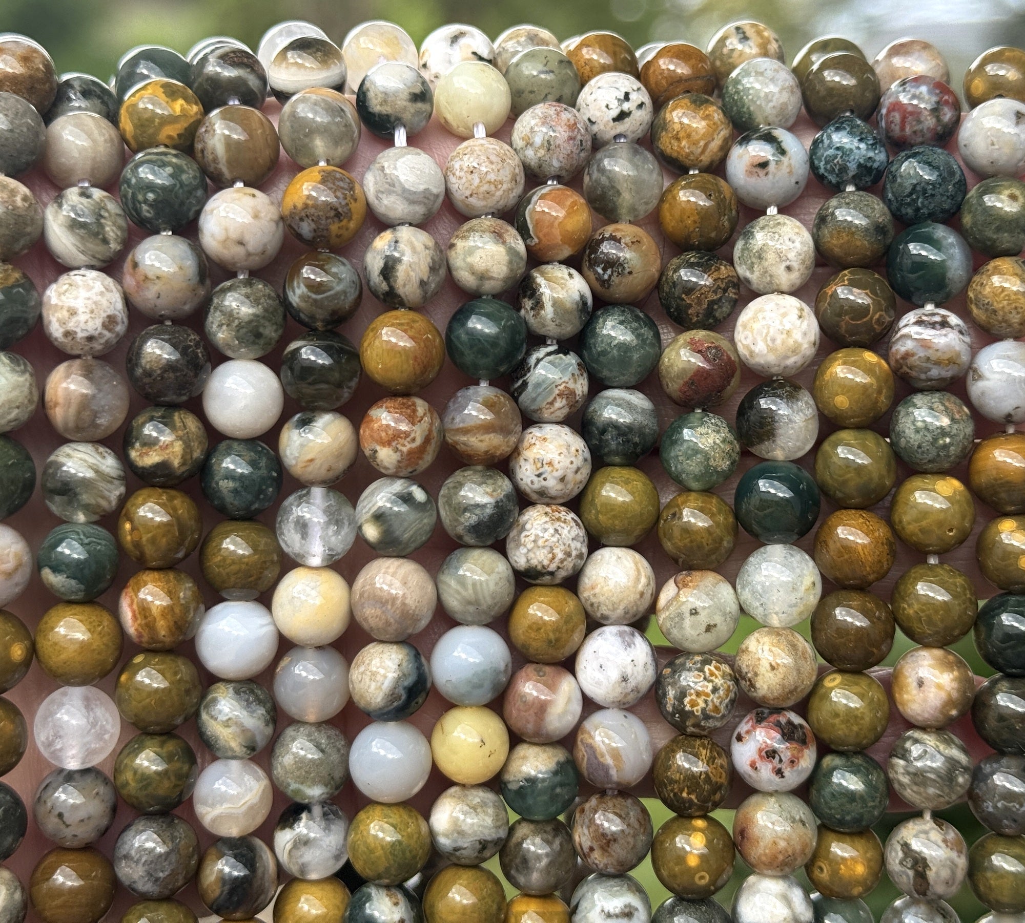 Madagascar Ocean Jasper 8mm round natural gemstone beads 15.5" strand - Oz Beads 