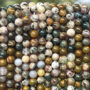 Madagascar Ocean Jasper 8mm round natural gemstone beads 15.5" strand - Oz Beads 
