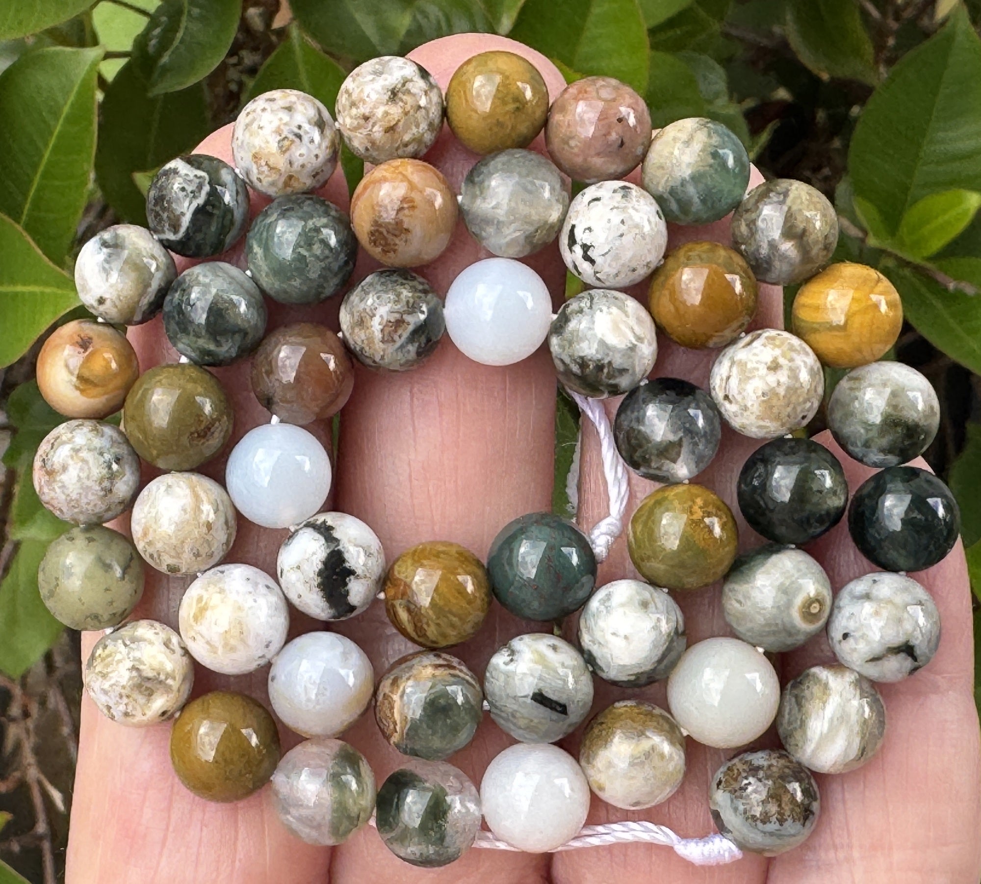 Madagascar Ocean Jasper 8mm round natural gemstone beads 15.5" strand - Oz Beads 