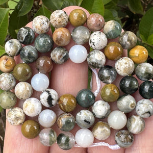 Madagascar Ocean Jasper 8mm round natural gemstone beads 15.5" strand - Oz Beads 