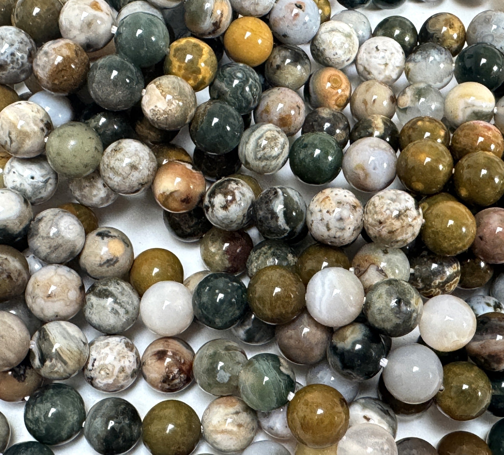 Madagascar Ocean Jasper 8mm round natural gemstone beads 15.5" strand - Oz Beads 