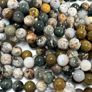 Madagascar Ocean Jasper 8mm round natural gemstone beads 15.5" strand - Oz Beads 