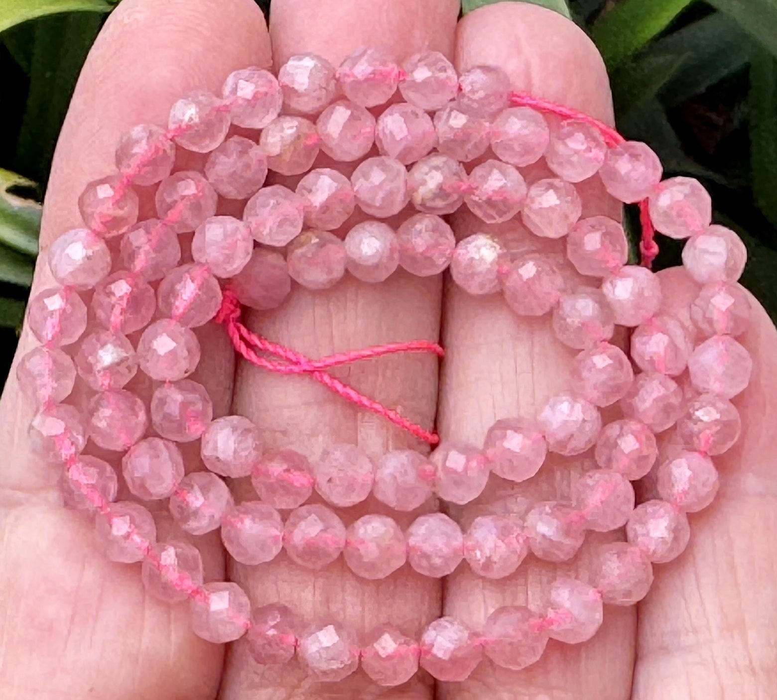 Madagascar Rose Quartz 5mm round faceted natural gemstone beads 15.5" strand - Oz Beads 