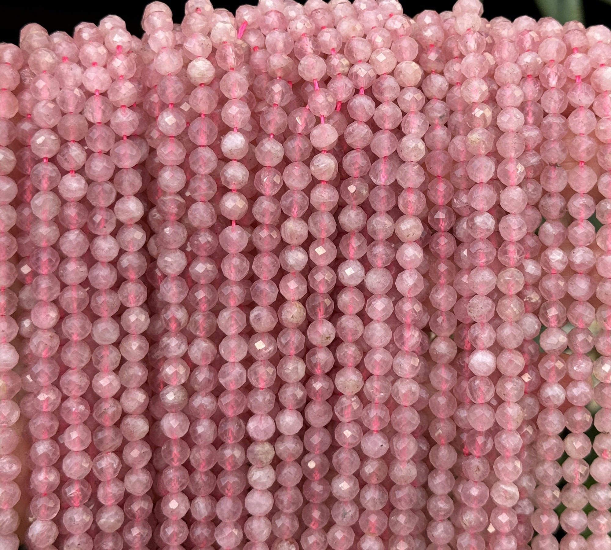 Madagascar Rose Quartz 5mm round faceted natural gemstone beads 15.5" strand - Oz Beads 