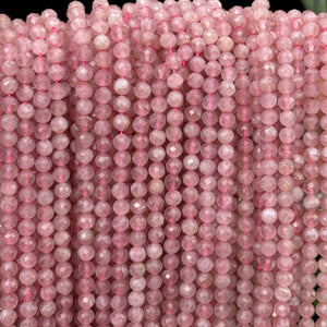 Madagascar Rose Quartz 5mm round faceted natural gemstone beads 15.5" strand - Oz Beads 