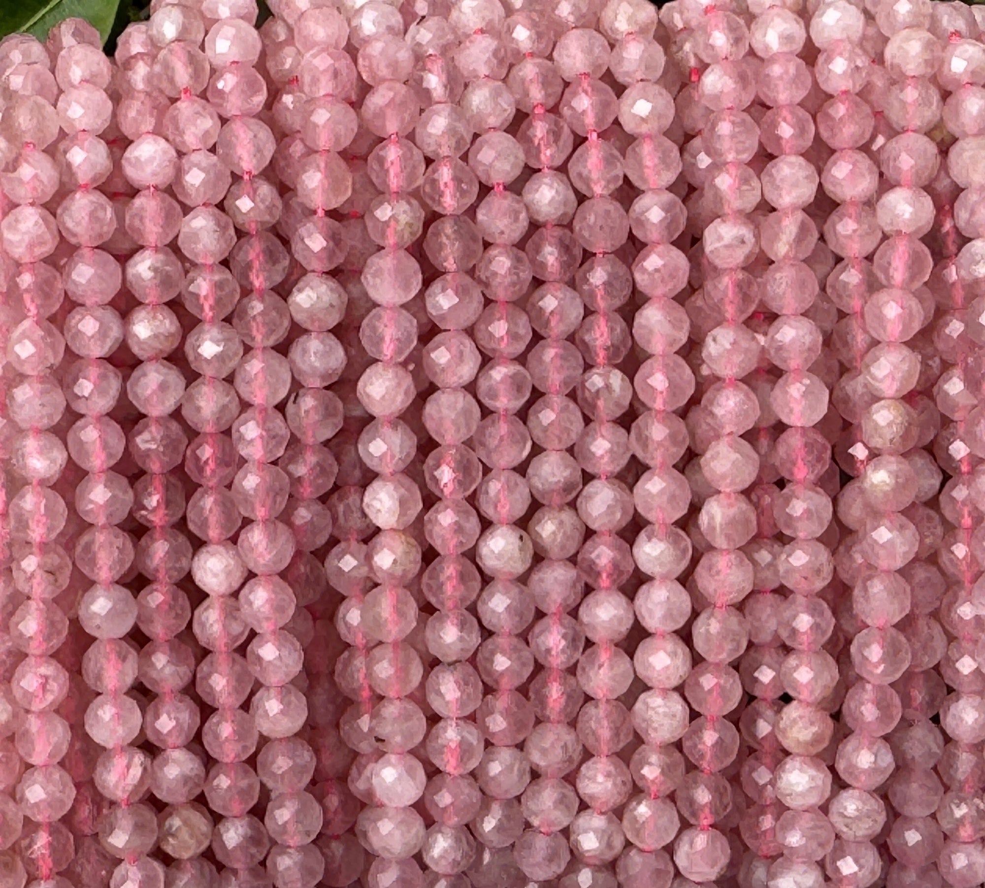 Madagascar Rose Quartz 5mm round faceted natural gemstone beads 15.5" strand - Oz Beads 