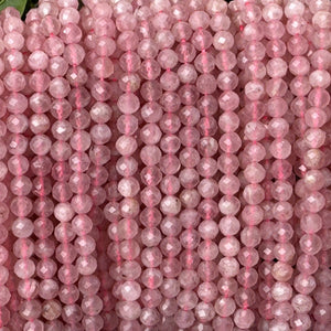 Madagascar Rose Quartz 5mm round faceted natural gemstone beads 15.5" strand - Oz Beads 