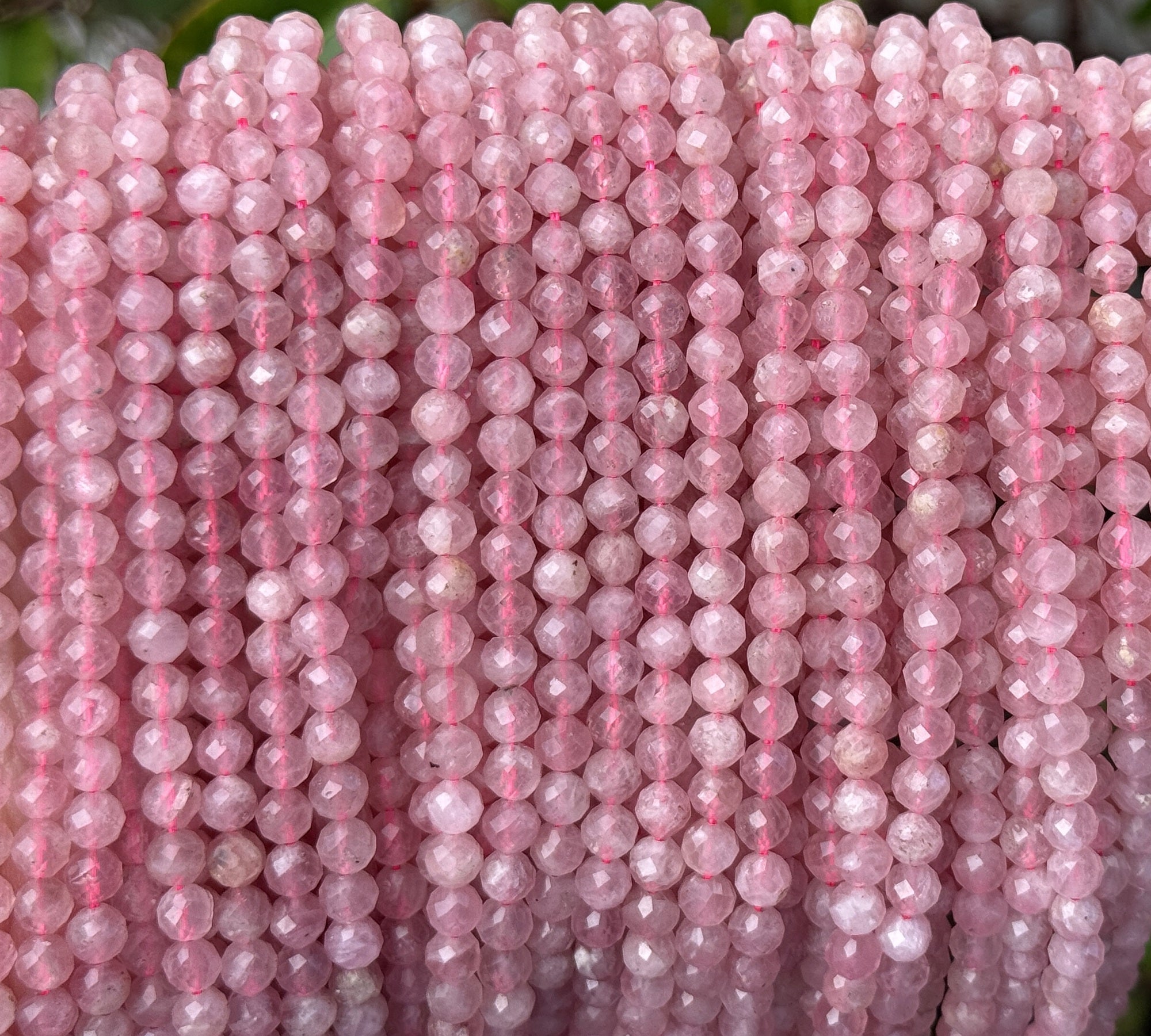Madagascar Rose Quartz 5mm round faceted natural gemstone beads 15.5" strand - Oz Beads 