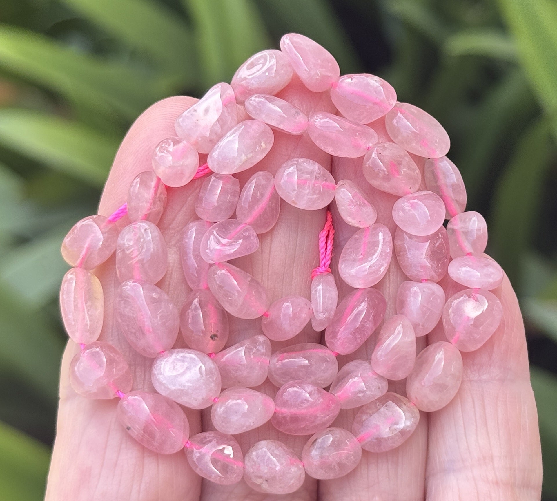 Madagascar Rose Quartz 6-10mm nuggets natural gemstone beads 39cm strand - Oz Beads