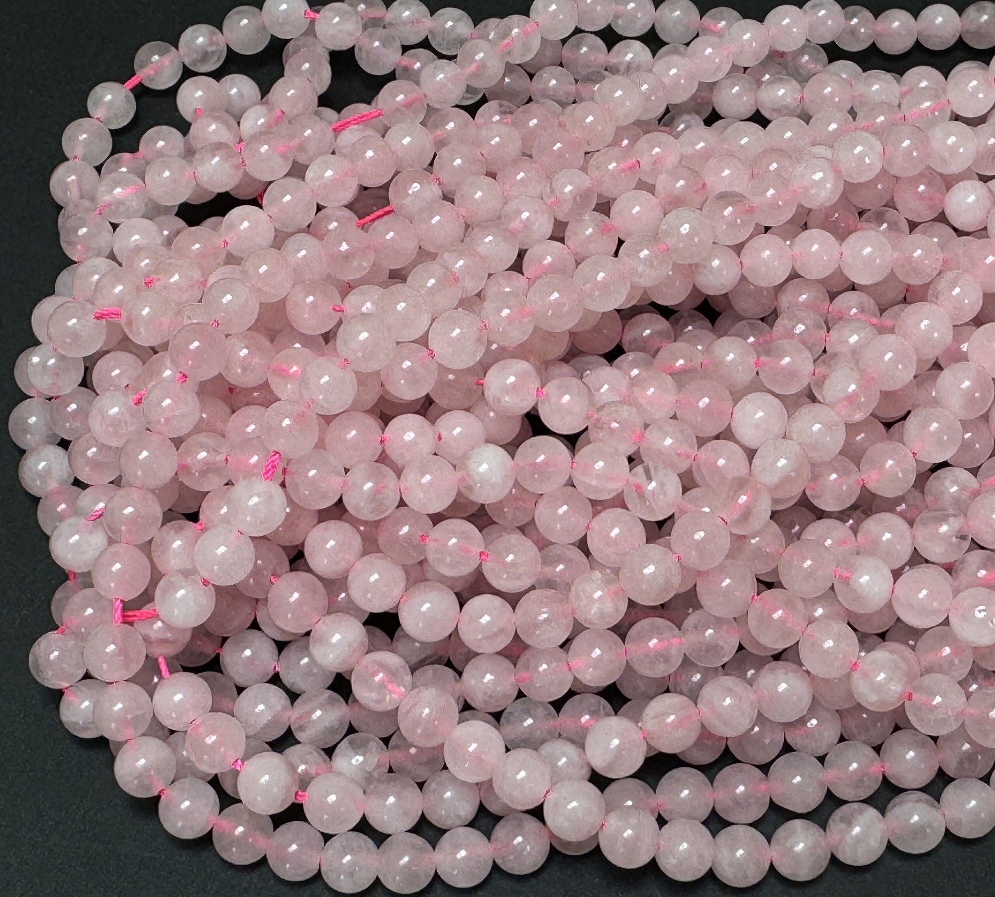 Madagascar Rose Quartz 6mm round natural gemstone beads 15.5" strand - Oz Beads 