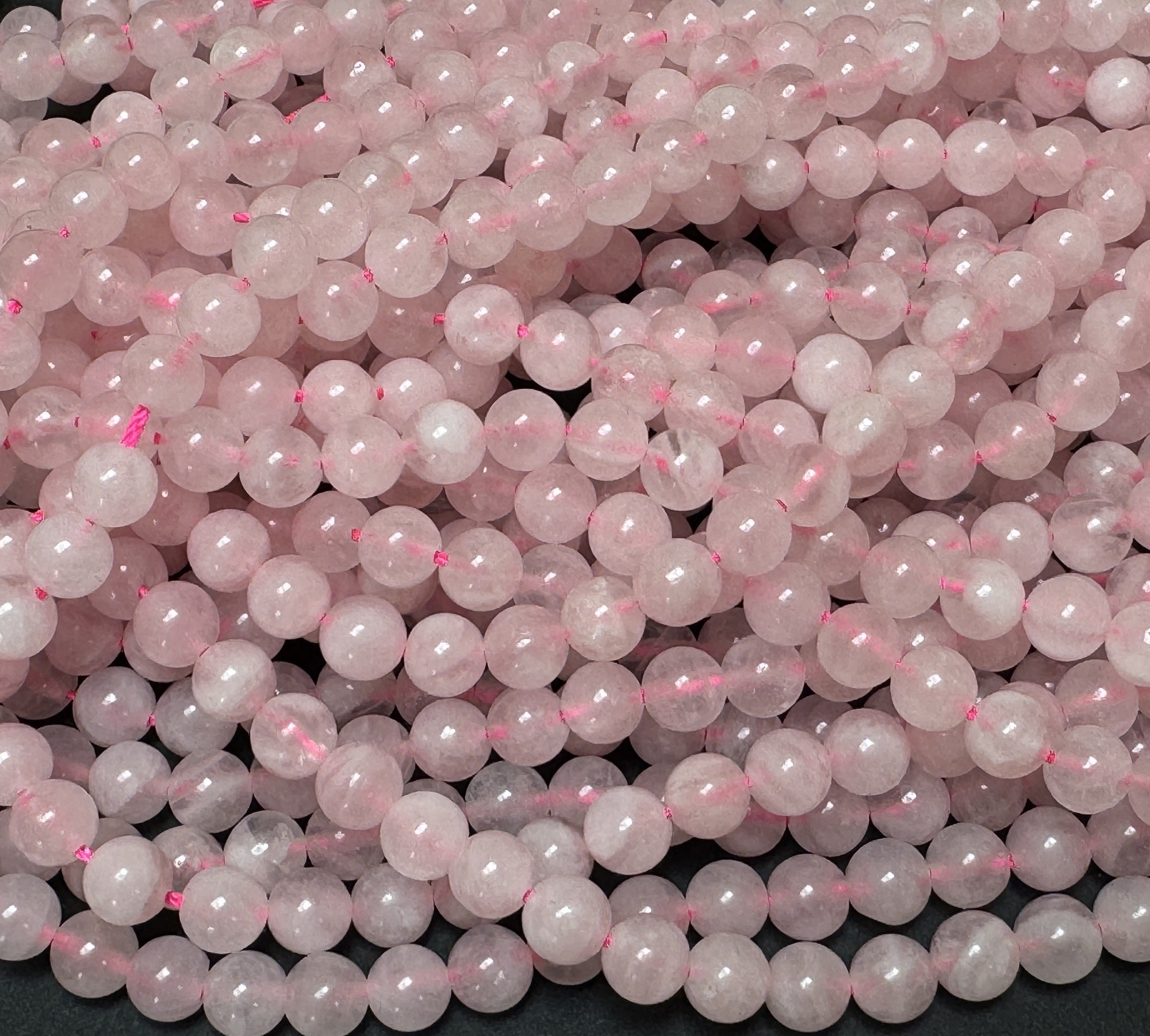 Madagascar Rose Quartz 6mm round natural gemstone beads 15.5" strand - Oz Beads 