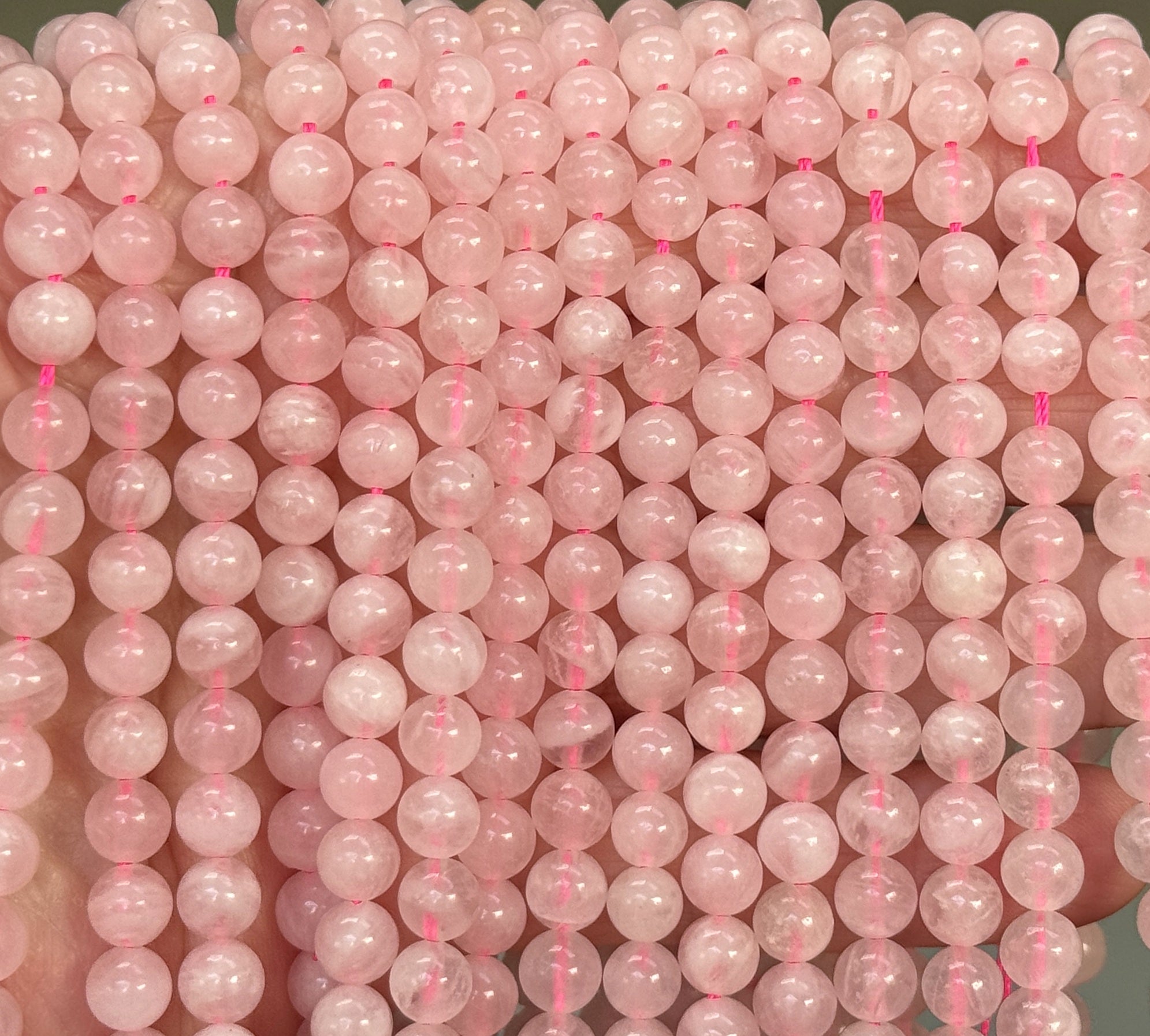 Madagascar Rose Quartz 6mm round natural gemstone beads 15.5" strand - Oz Beads 