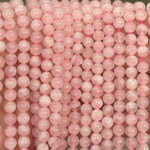 Madagascar Rose Quartz 6mm round natural gemstone beads 15.5" strand - Oz Beads 
