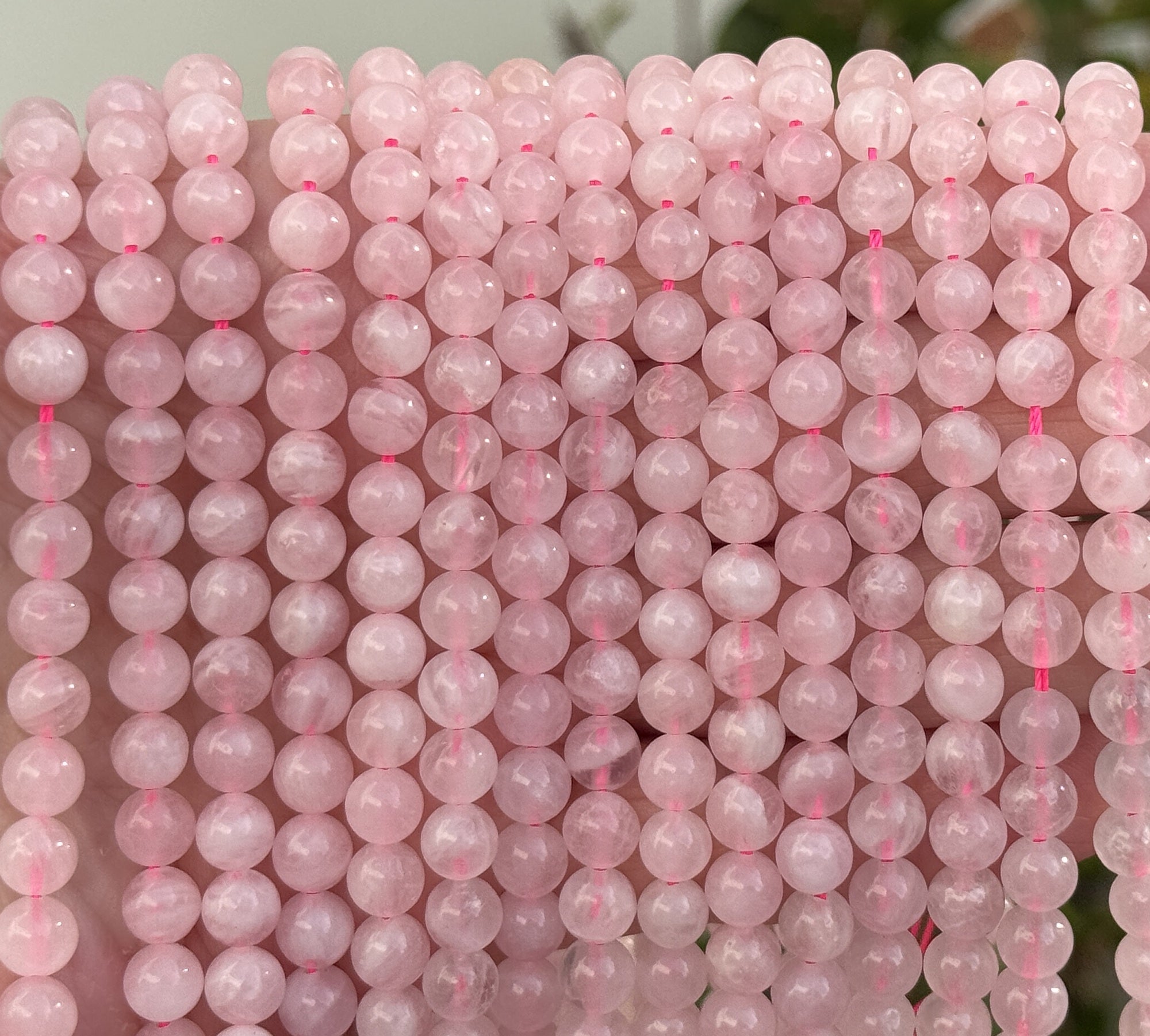 Madagascar Rose Quartz 6mm round natural gemstone beads 15.5" strand - Oz Beads 