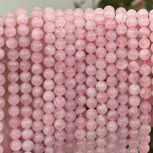 Madagascar Rose Quartz 6mm round natural gemstone beads 15.5" strand - Oz Beads 