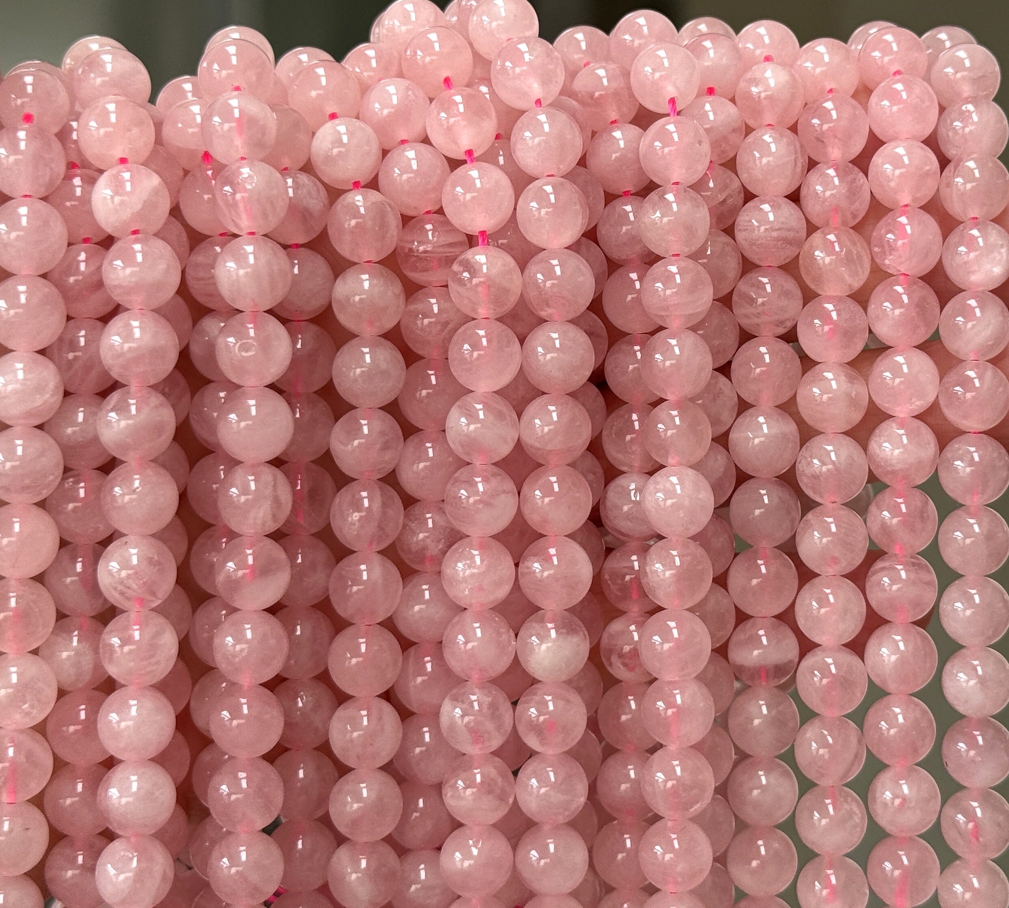 Madagascar Rose Quartz 8mm round natural gemstone beads 15.5" strand - Oz Beads 