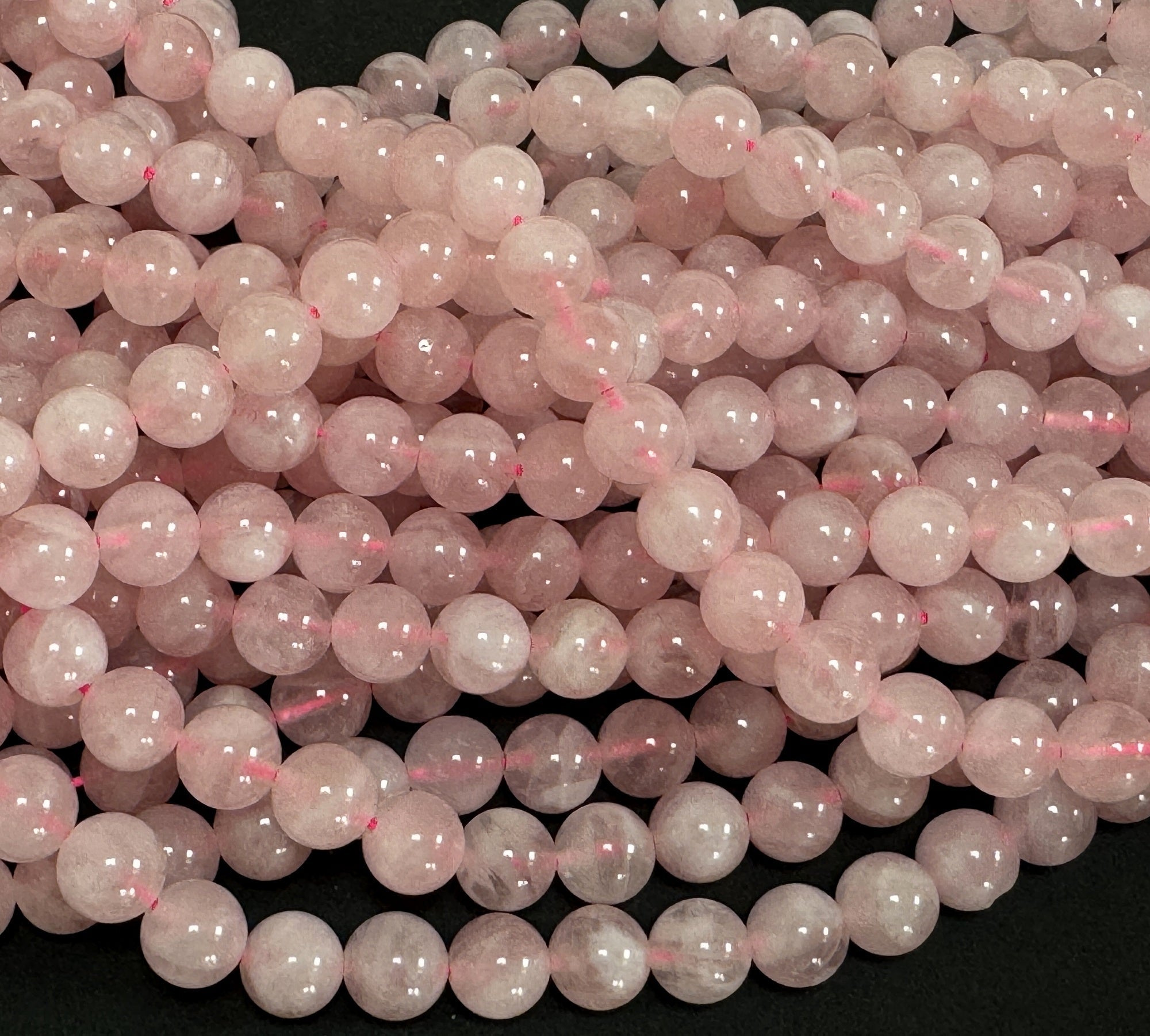 Madagascar Rose Quartz 8mm round natural gemstone beads 15.5" strand - Oz Beads 