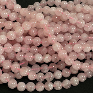 Madagascar Rose Quartz 8mm round natural gemstone beads 15.5" strand - Oz Beads 