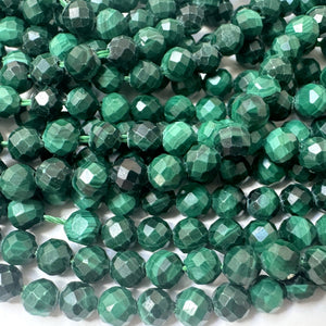 Malachite 3mm faceted round natural gemstone beads 15.5" strand - Oz Beads 