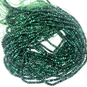 Malachite 3x4mm faceted rondelle natural gemstone beads 15" strand - Oz Beads 