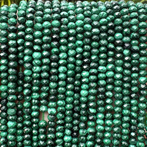 Malachite 3x4mm faceted rondelle natural gemstone beads 15" strand - Oz Beads 