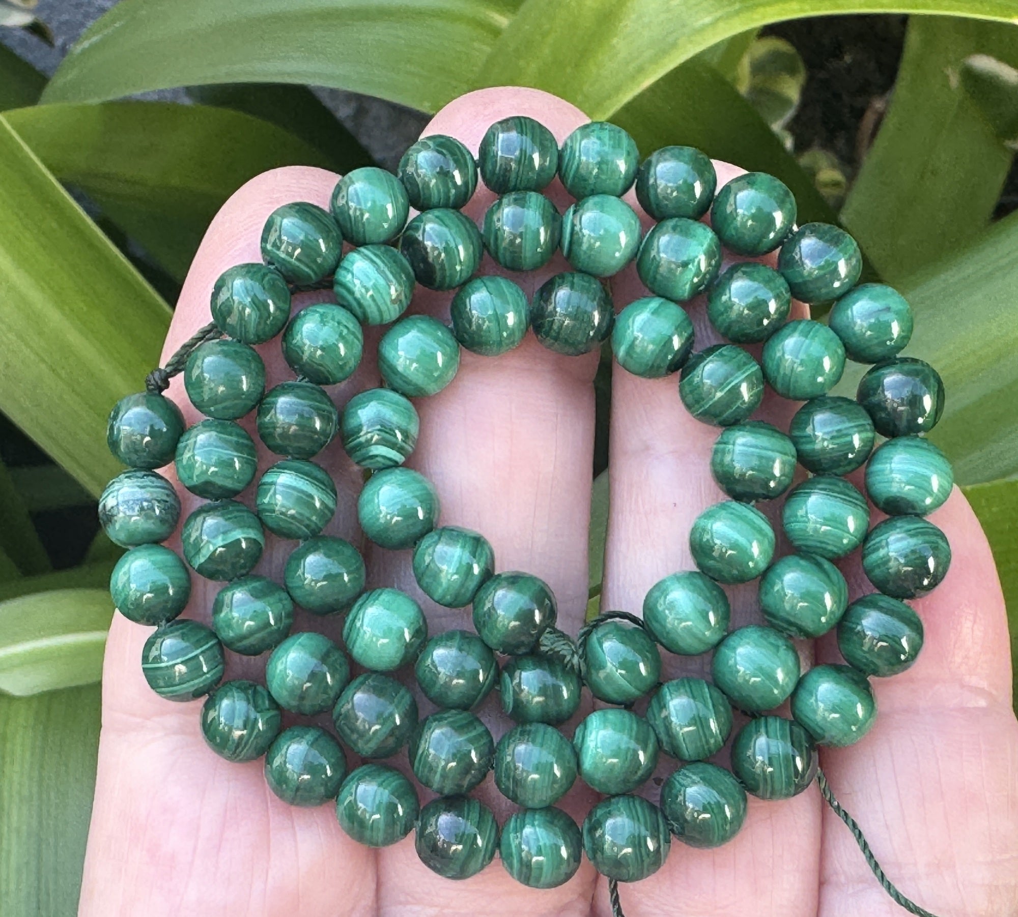Malachite 6mm round natural gemstone beads 16" strand - Oz Beads 