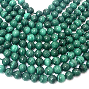 Malachite 6mm round natural gemstone beads 16" strand - Oz Beads 