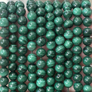 Malachite 6mm round natural gemstone beads 16" strand - Oz Beads 