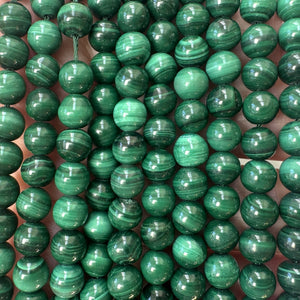 Malachite 6mm round natural gemstone beads 16" strand - Oz Beads 