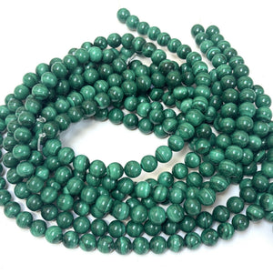 Malachite 8mm round natural gemstone beads 15" strand - Oz Beads 