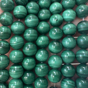 Malachite 8mm round natural gemstone beads 15" strand - Oz Beads 