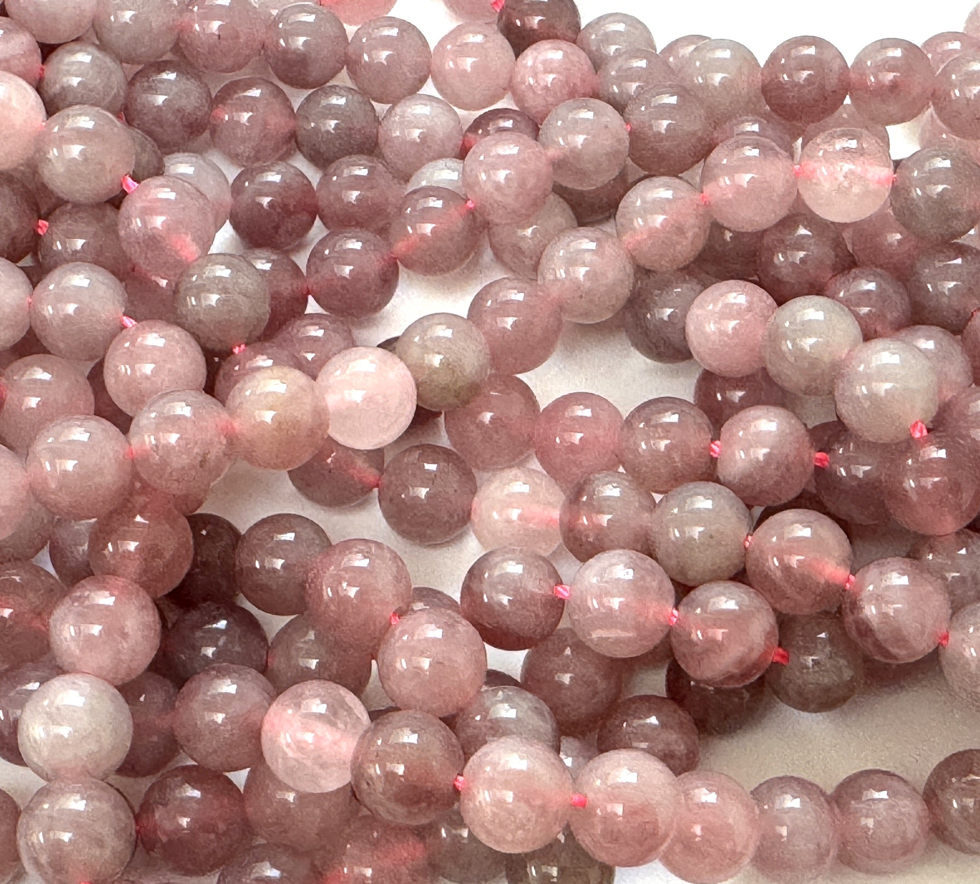Mauve Pink Madagascan Rose Quartz 6mm round natural gemstone beads 15.5" strand - Oz Beads 