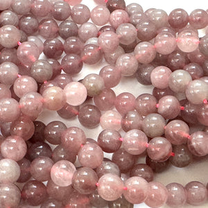 Mauve Pink Madagascan Rose Quartz 6mm round natural gemstone beads 15.5" strand - Oz Beads 