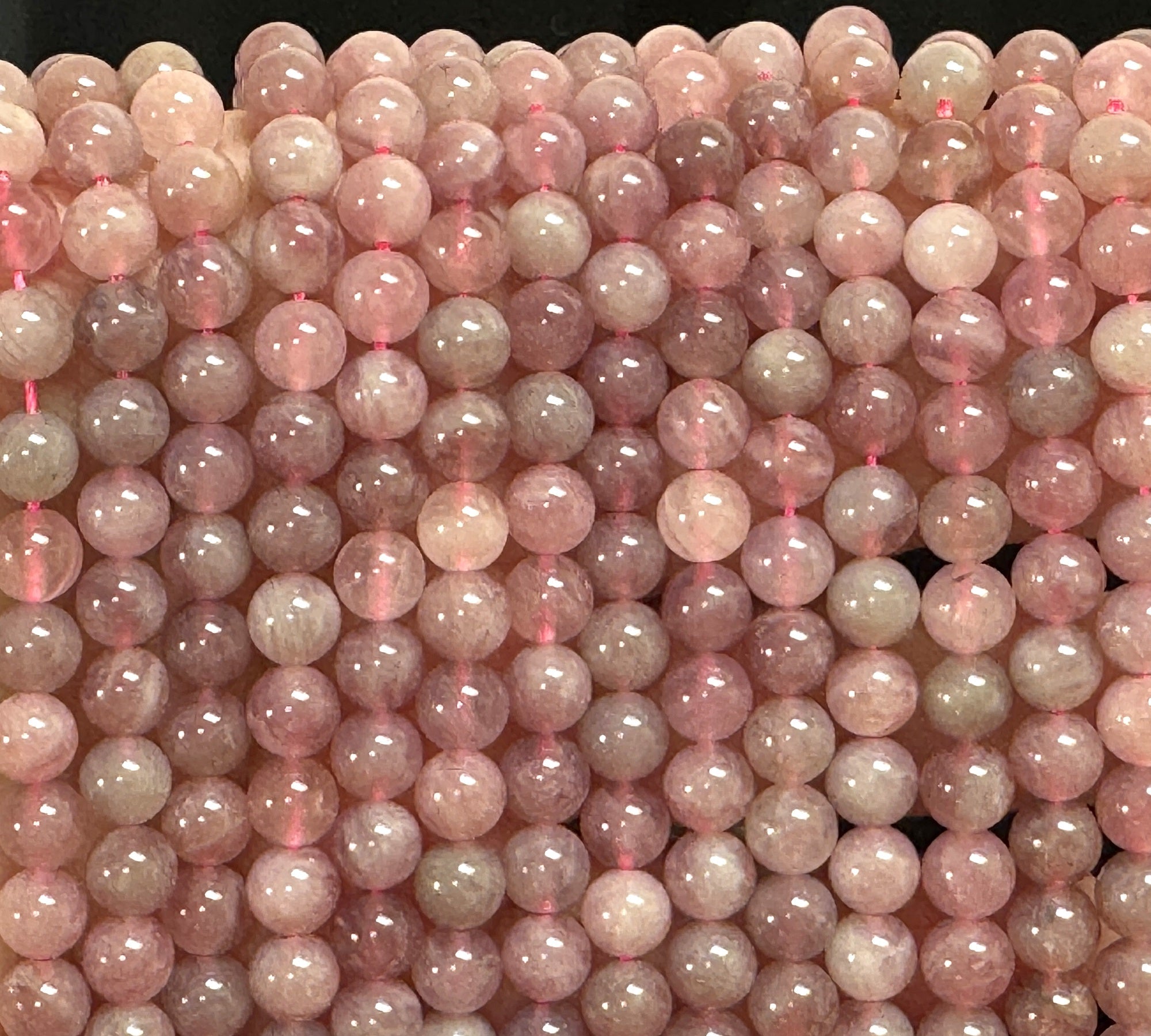 Mauve Pink Madagascan Rose Quartz 6mm round natural gemstone beads 15.5" strand - Oz Beads 