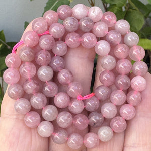 Mauve Pink Madagascan Rose Quartz 6mm round natural gemstone beads 15.5" strand - Oz Beads 