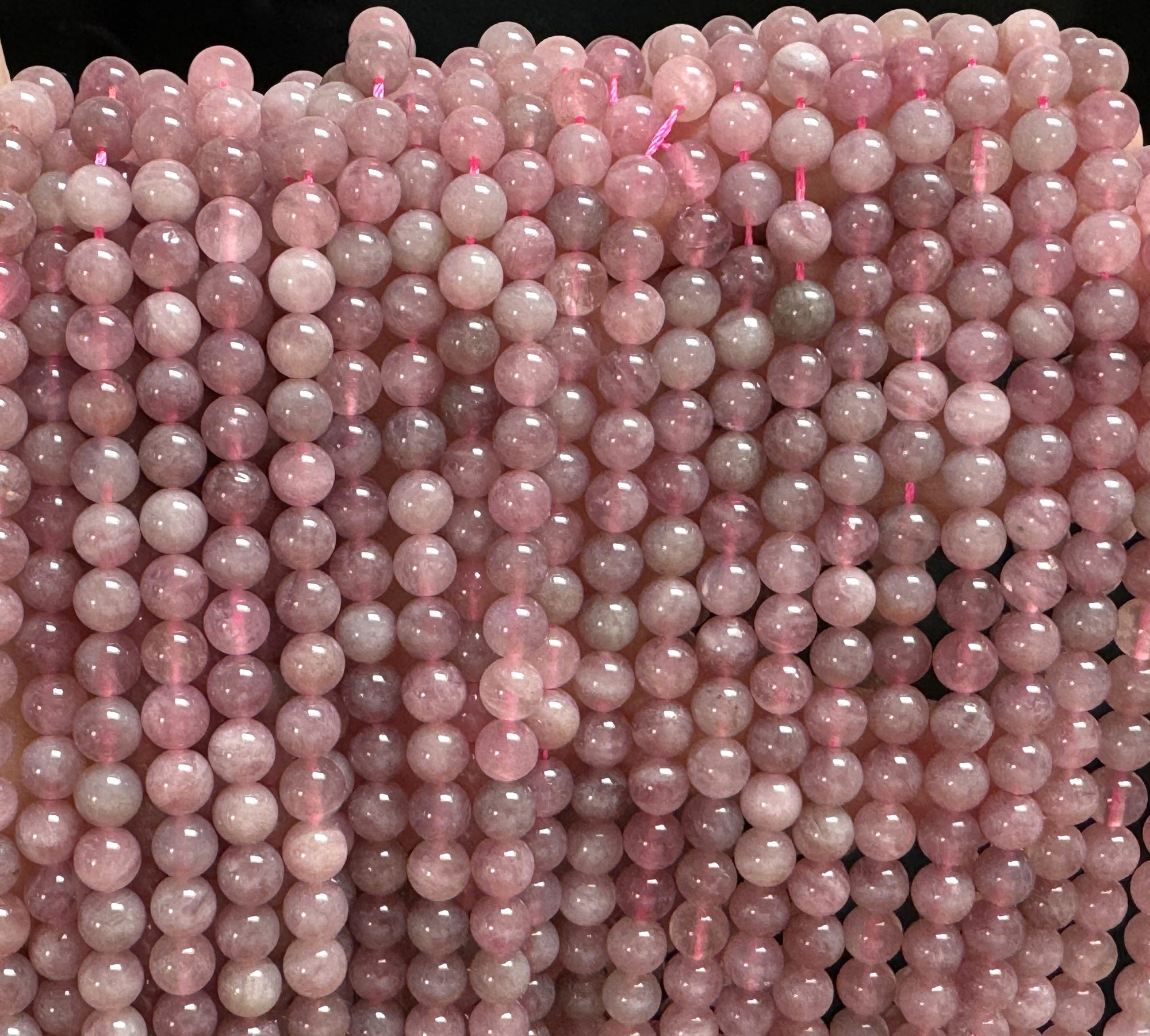 Mauve Pink Madagascan Rose Quartz 6mm round natural gemstone beads 15.5" strand - Oz Beads 
