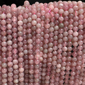 Mauve Pink Madagascan Rose Quartz 6mm round natural gemstone beads 15.5" strand - Oz Beads 