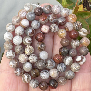 Mexican Laguna Lace Agate 6mm round natural gemstone beads 15.5" strand - Oz Beads 