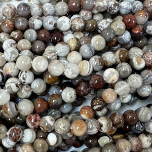 Mexican Laguna Lace Agate 6mm round natural gemstone beads 15.5" strand - Oz Beads 