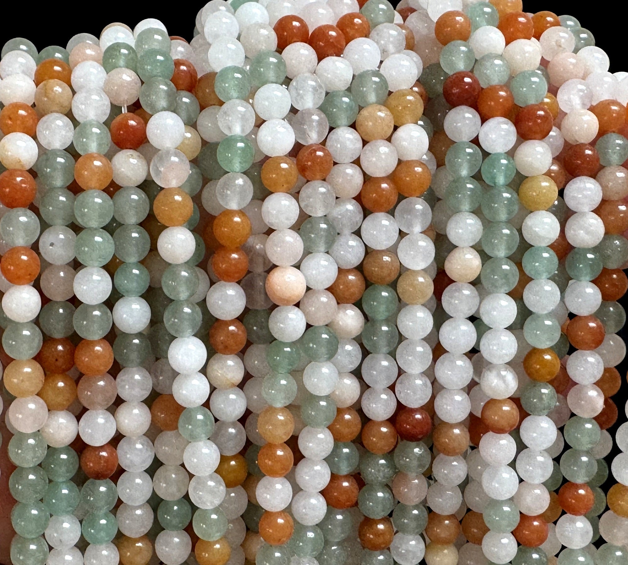 Mix Color Aventurine 6mm round natural gemstone beads 15" strand - Oz Beads 
