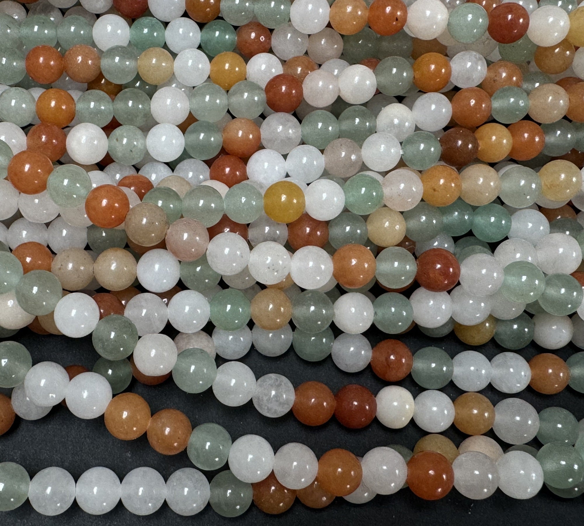 Mix Color Aventurine 6mm round natural gemstone beads 15" strand - Oz Beads 