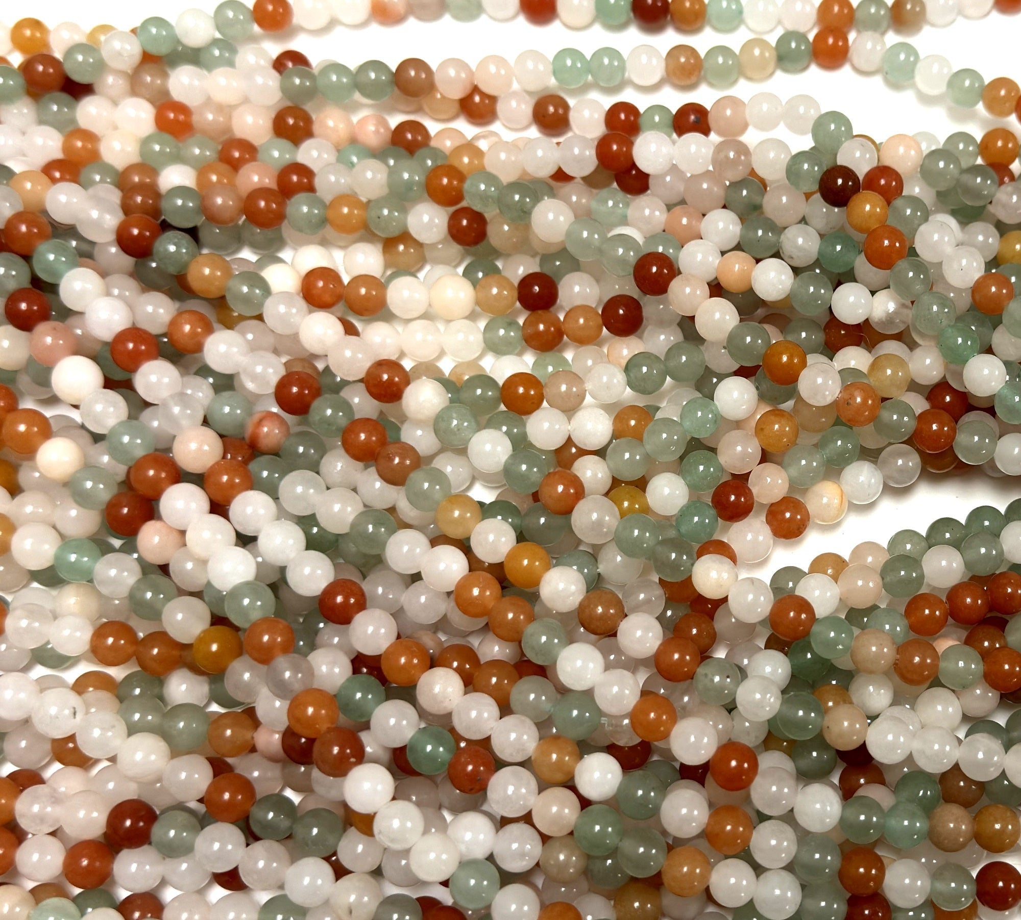 Mix Color Aventurine 6mm round natural gemstone beads 15" strand - Oz Beads 