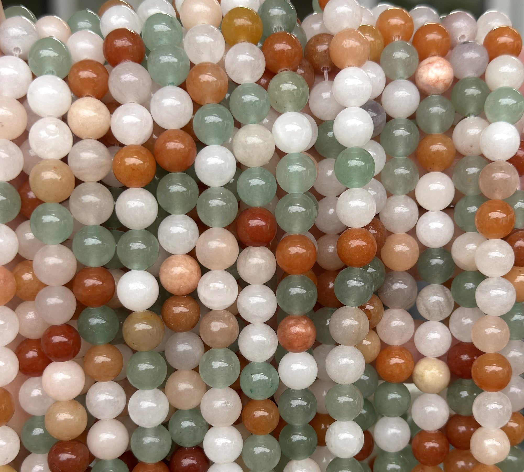 Mix Color Aventurine 8mm round natural gemstone beads 15" strand - Oz Beads 