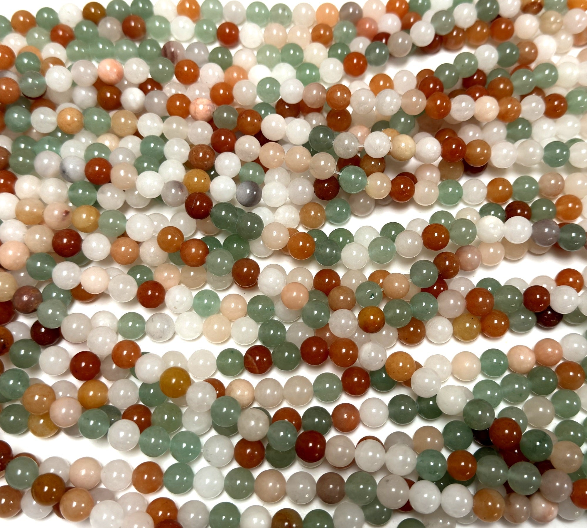Mix Color Aventurine 8mm round natural gemstone beads 15" strand - Oz Beads 