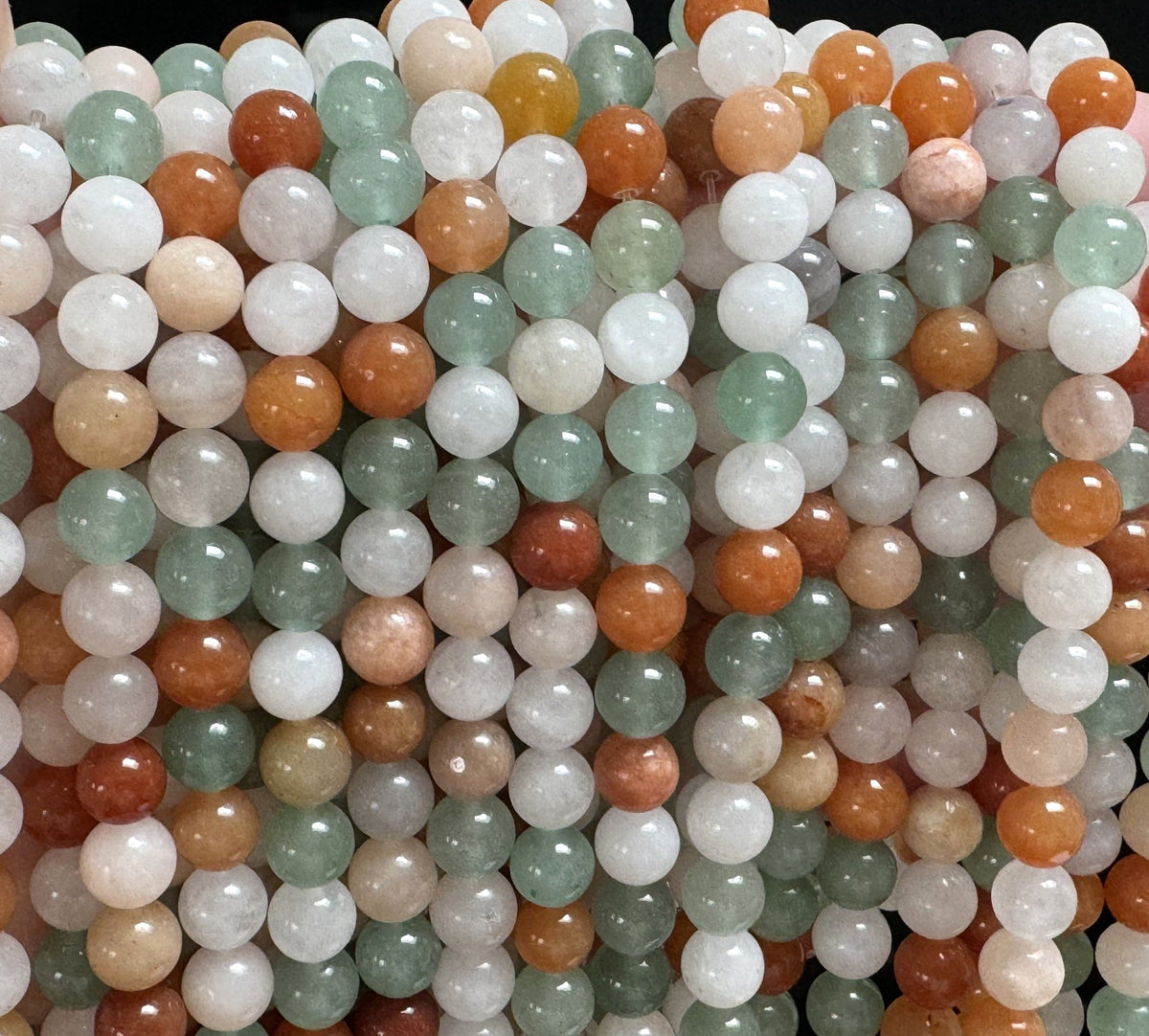 Mix Color Aventurine 8mm round natural gemstone beads 15" strand - Oz Beads 