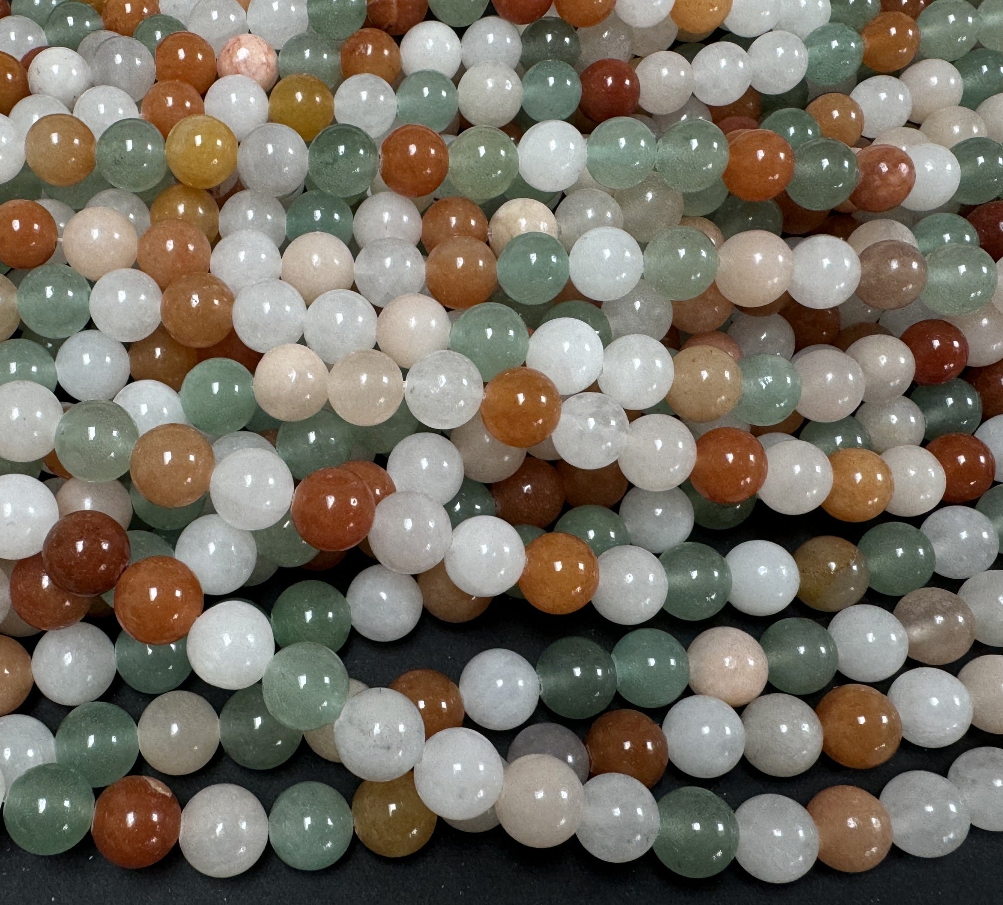 Mix Color Aventurine 8mm round natural gemstone beads 15" strand - Oz Beads 
