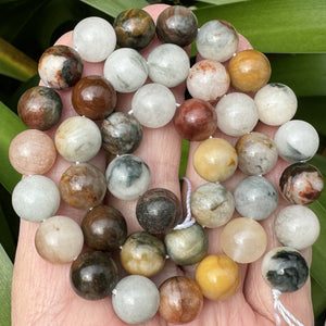Mixed Quartz 10mm round natural gemstone beads 15.5" strand - Oz Beads 