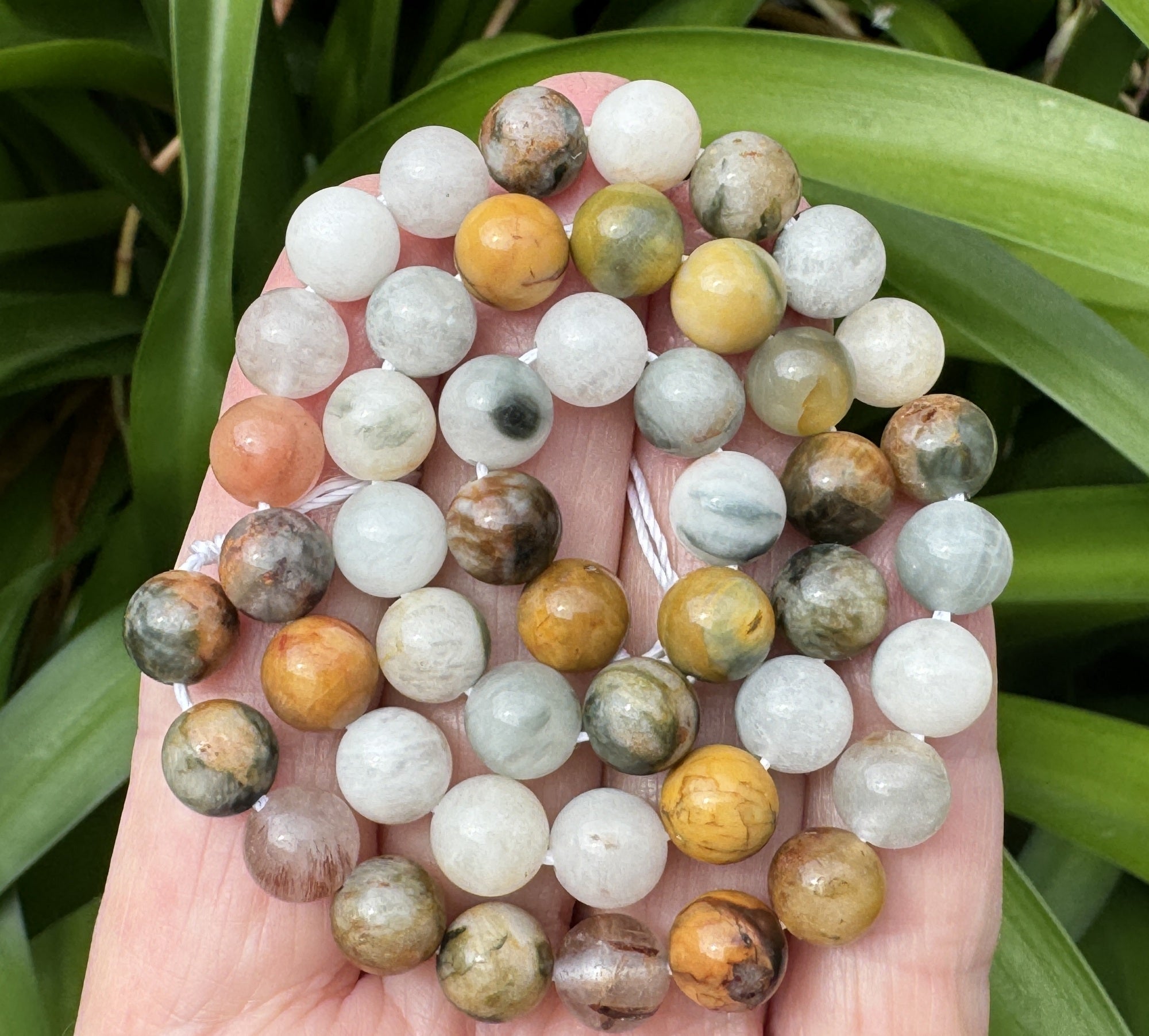 Mixed Quartz 8mm round natural gemstone beads 15.5" strand - Oz Beads 